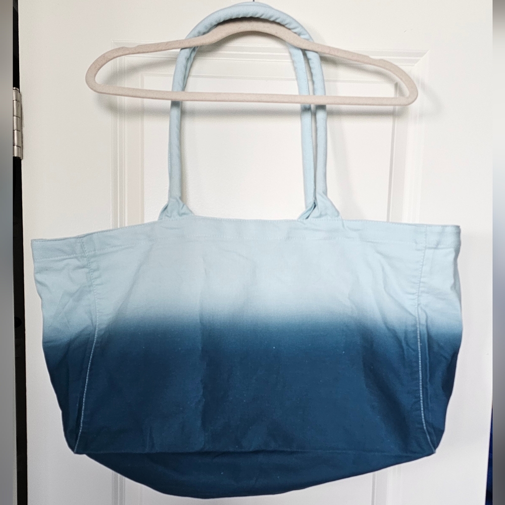 ATHLETA Ombre Blue Canvas Tote Bag Large. Beach,Gym, Shopping - Picture 2 of 7